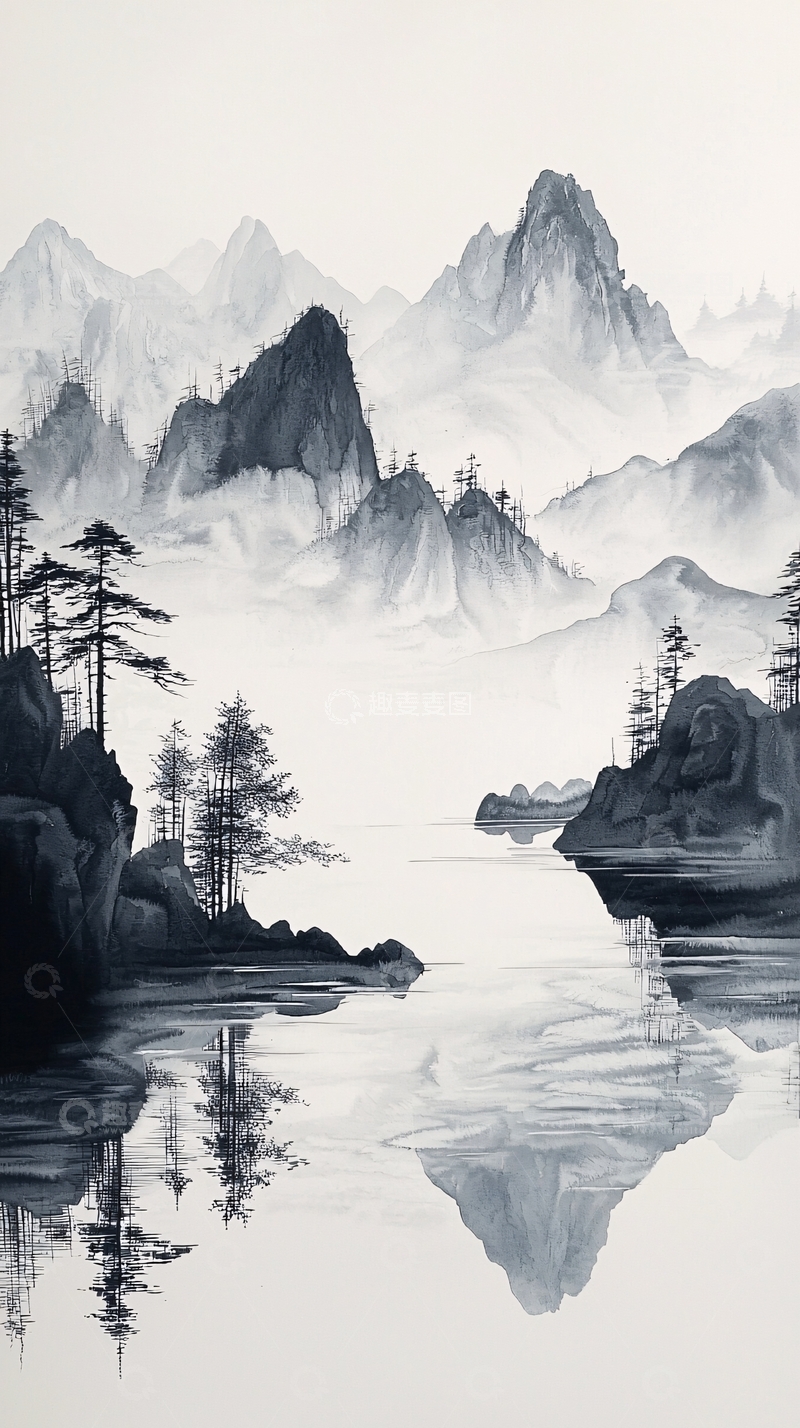 高清大图下载【趣麦麦图】水墨山水画768