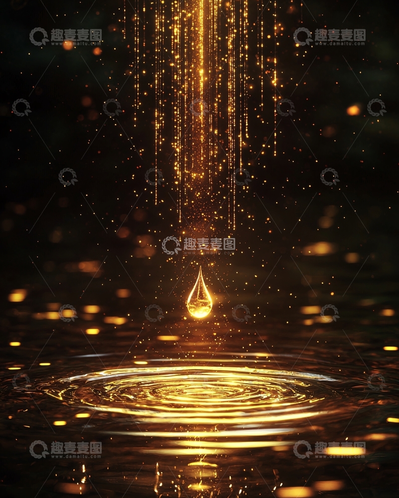 高清大图下载【趣麦麦图】金色液体滴落