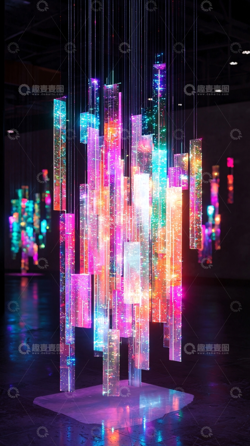 高清大图下载【趣麦麦图】彩色水晶灯饰装置艺术