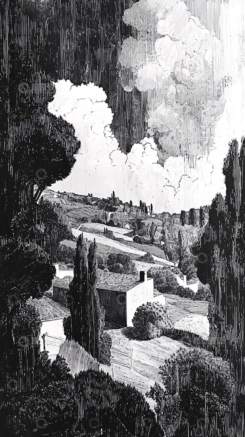 高清大图下载【趣麦麦图】黑白风景画