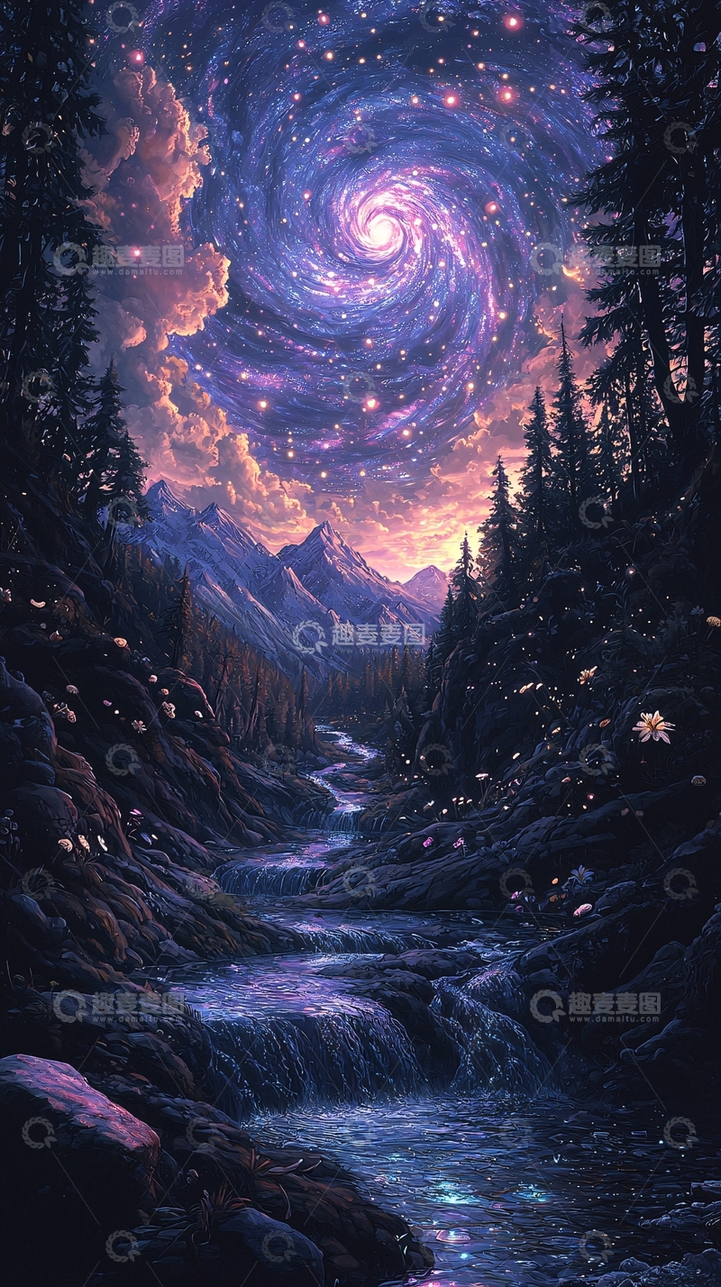 高清大图下载【趣麦麦图】梦幻星空山谷