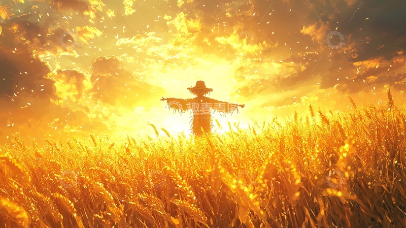 高清大图下载【趣麦麦图】金色麦田稻田夕阳