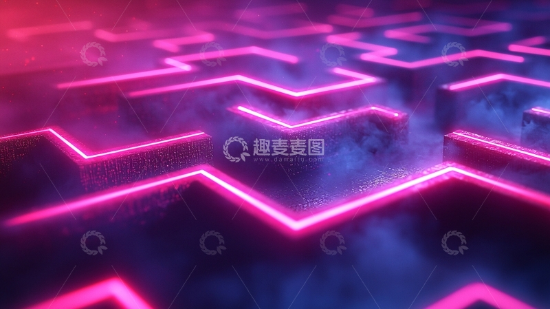 高清大图下载【趣麦麦图】-粉色霓虹灯迷宫