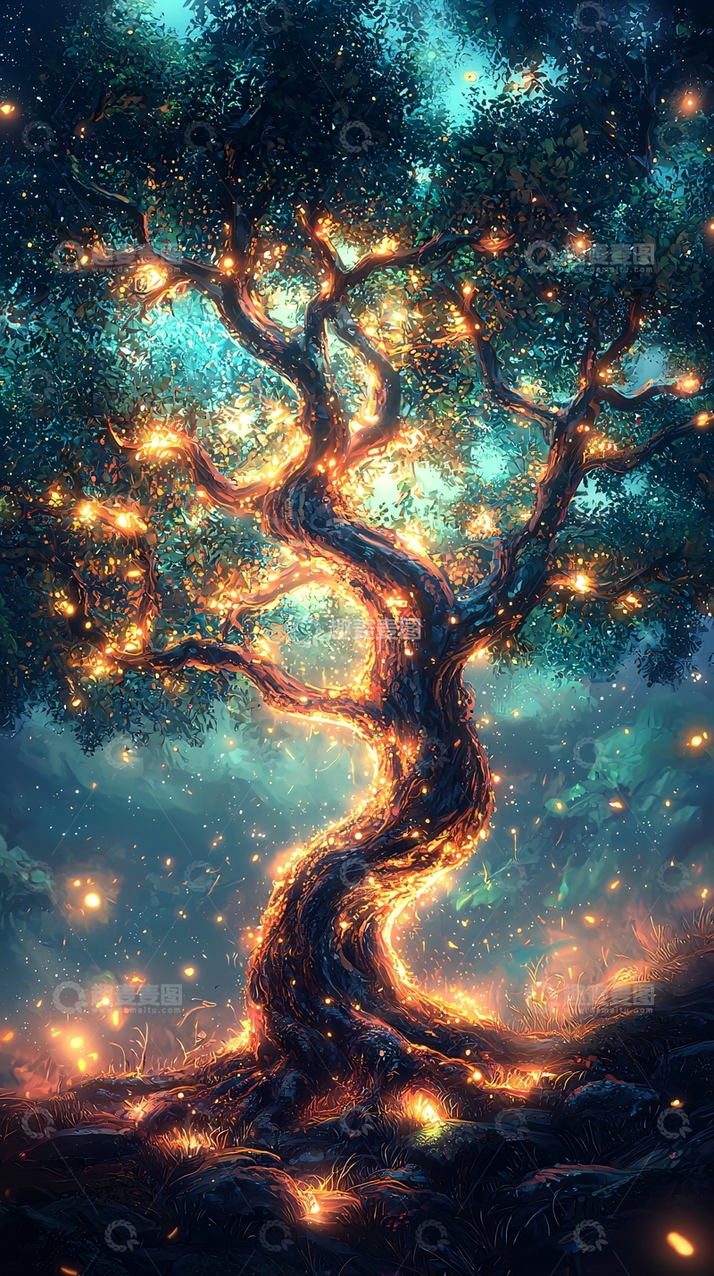 高清大图下载【趣麦麦图】发光树