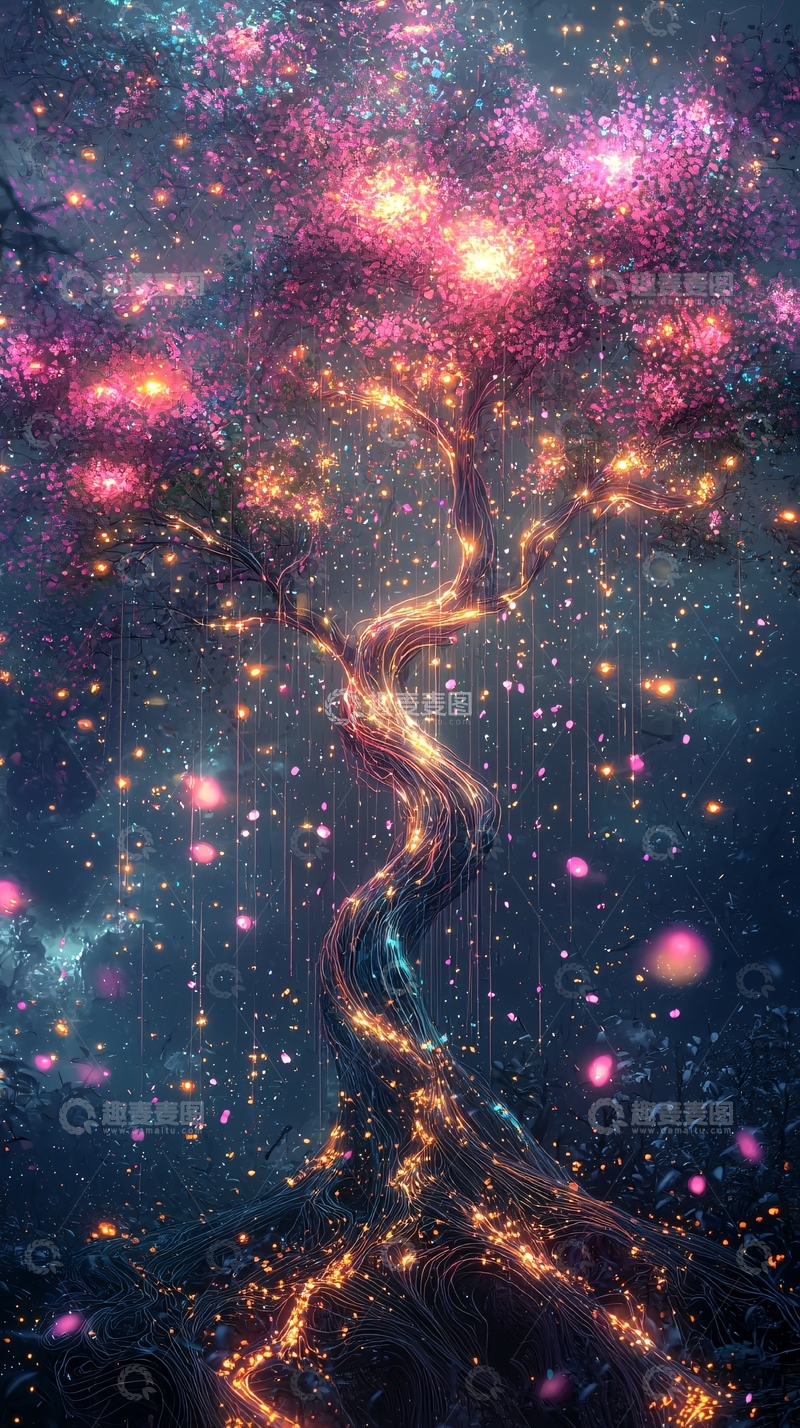 高清大图下载【趣麦麦图】梦幻发光树