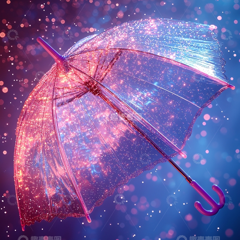 高清大图下载【趣麦麦图】闪闪发光的透明雨伞