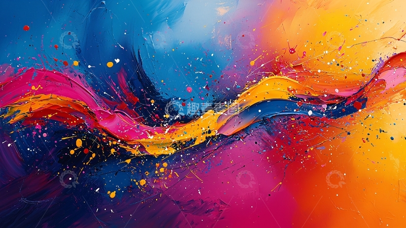 高清大图下载【趣麦麦图】色彩斑斓的抽象油画