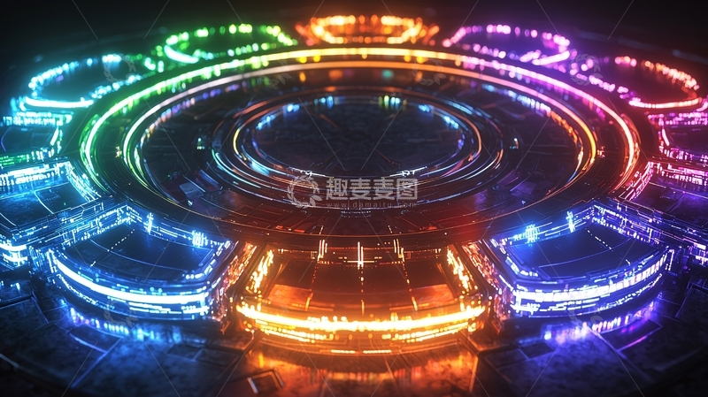 高清大图下载【趣麦麦图】彩色霓虹灯环形装置