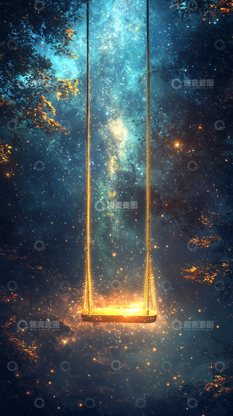 高清大图下载【趣麦麦图】星空秋千
