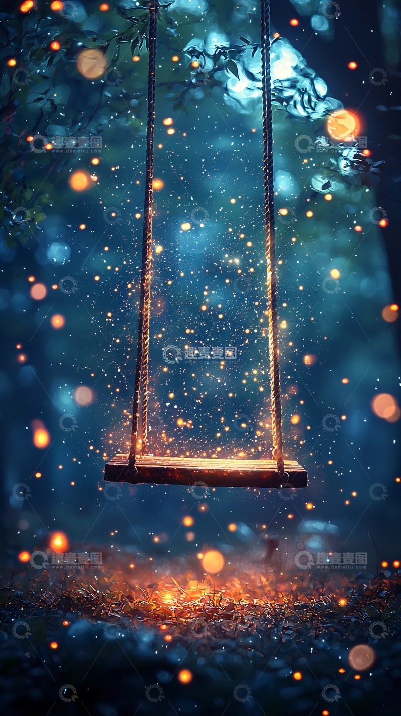 高清大图下载【趣麦麦图】梦幻森林秋千