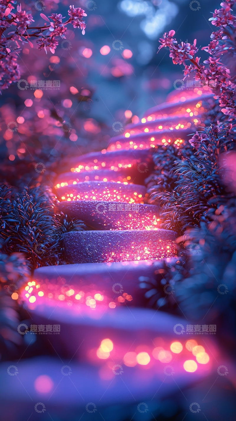 高清大图下载【趣麦麦图】梦幻粉色阶梯