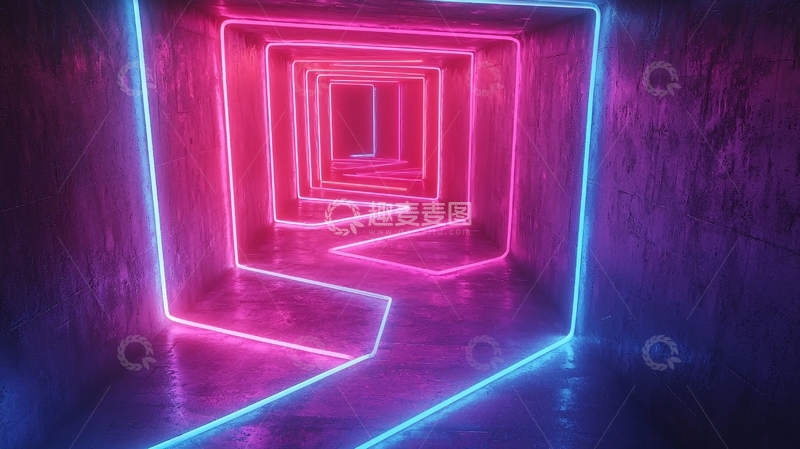 高清大图下载【趣麦麦图】霓虹灯隧道