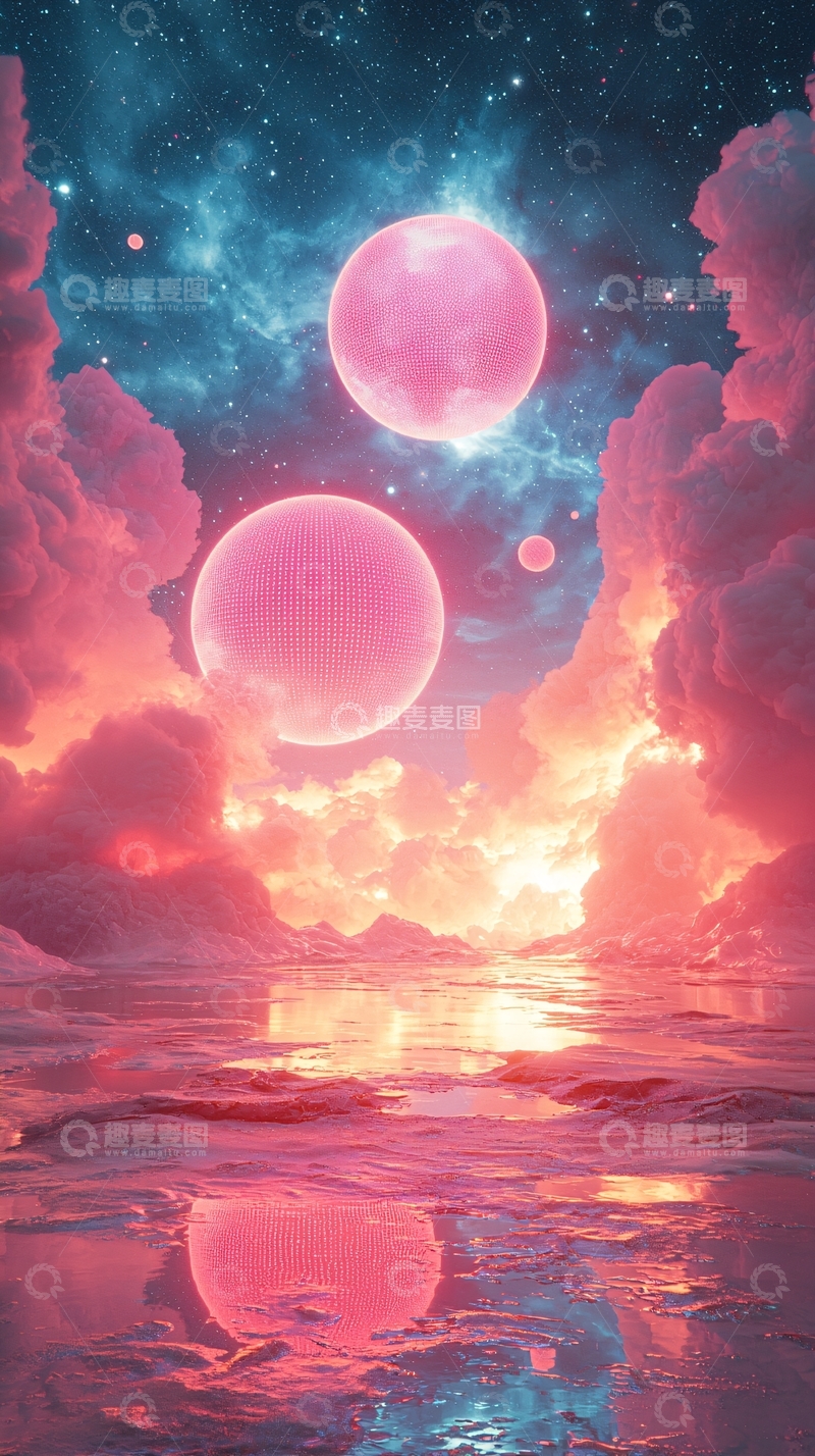 高清大图下载【趣麦麦图】粉色星球