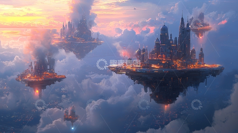 高清大图下载【趣麦麦图】云端城市