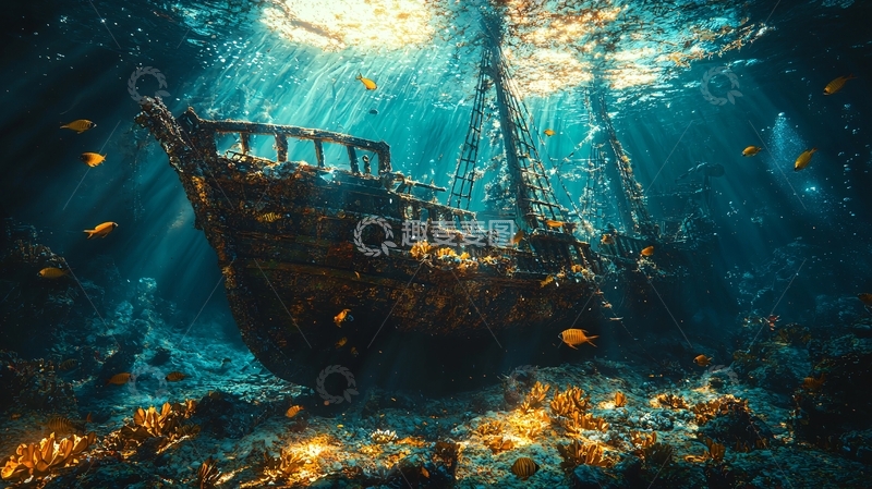 高清大图下载【趣麦麦图】海底沉船