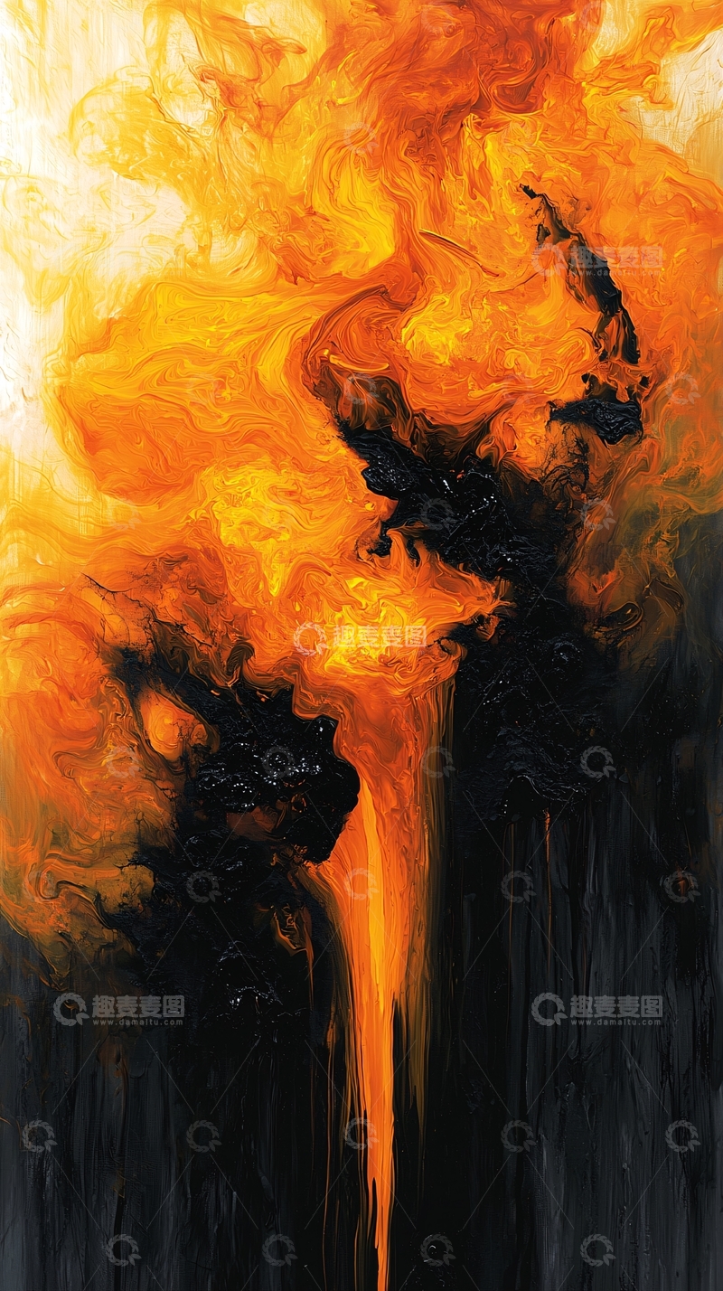 高清大图下载【趣麦麦图】抽象火焰油画