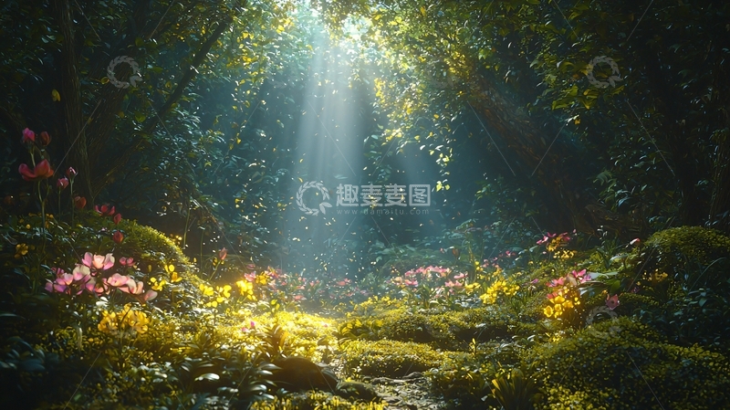 高清大图下载【趣麦麦图】森林光线