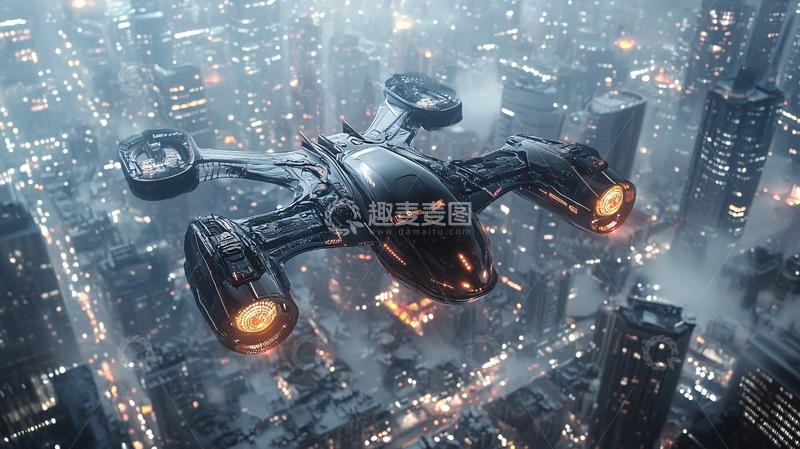 高清大图下载【趣麦麦图】未来城市飞行器