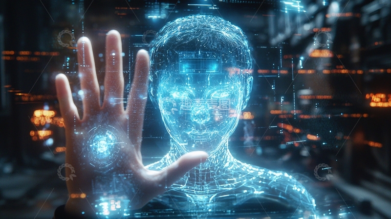 高清大图下载【趣麦麦图】未来科技感透明人像