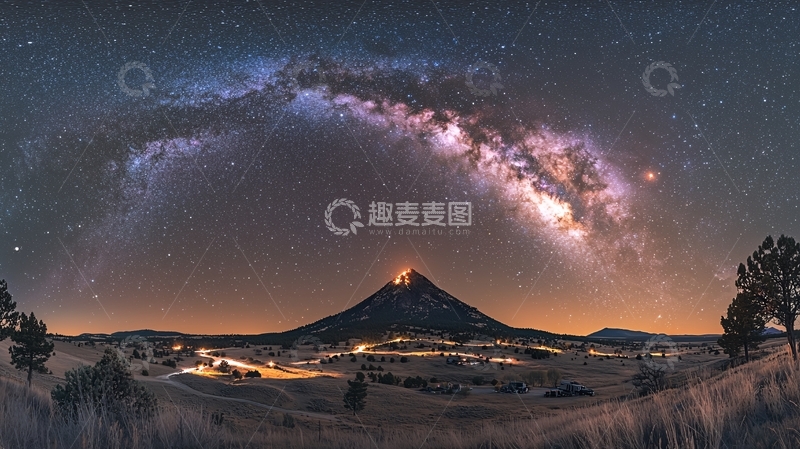 高清大图下载【趣麦麦图】火山喷发星空