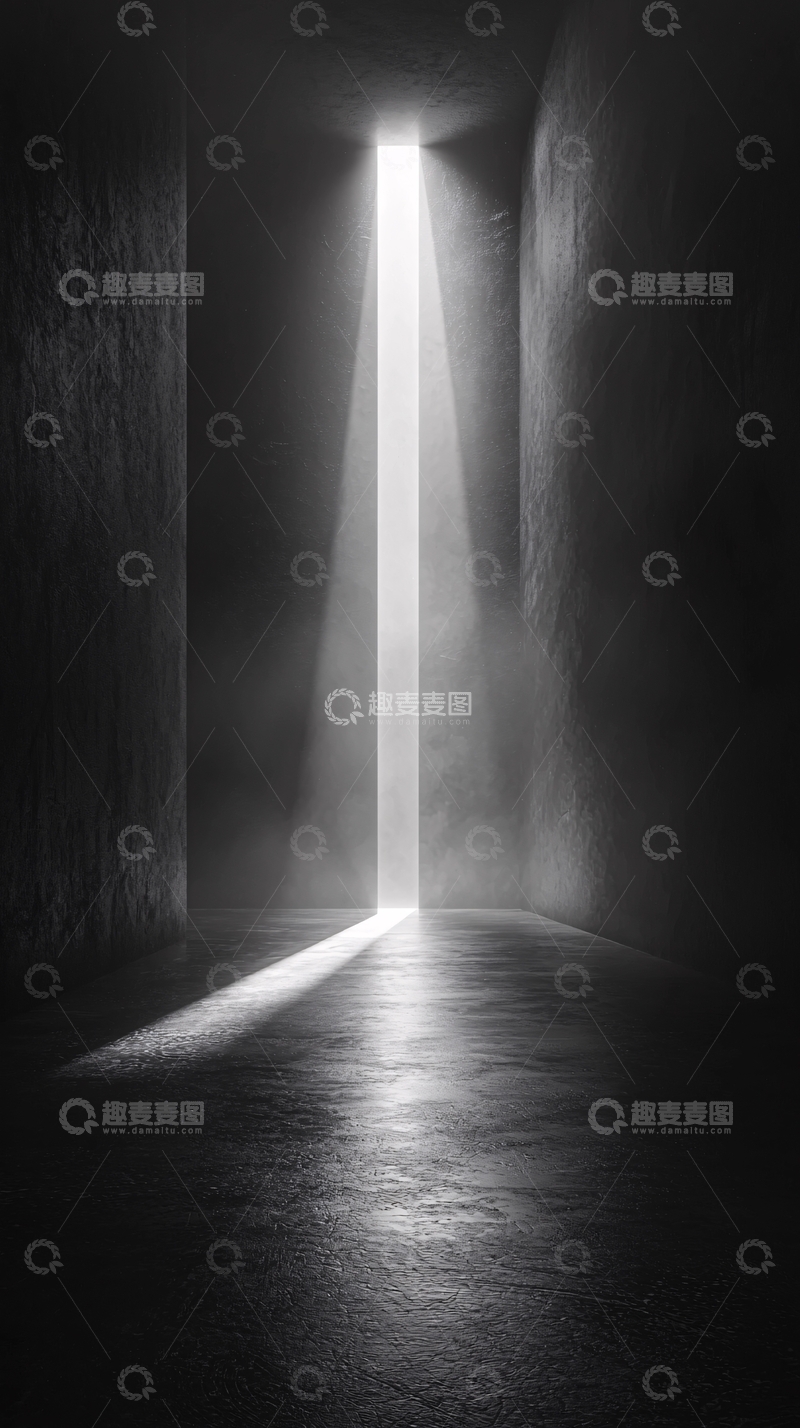 高清大图下载【趣麦麦图】黑暗房间光柱
