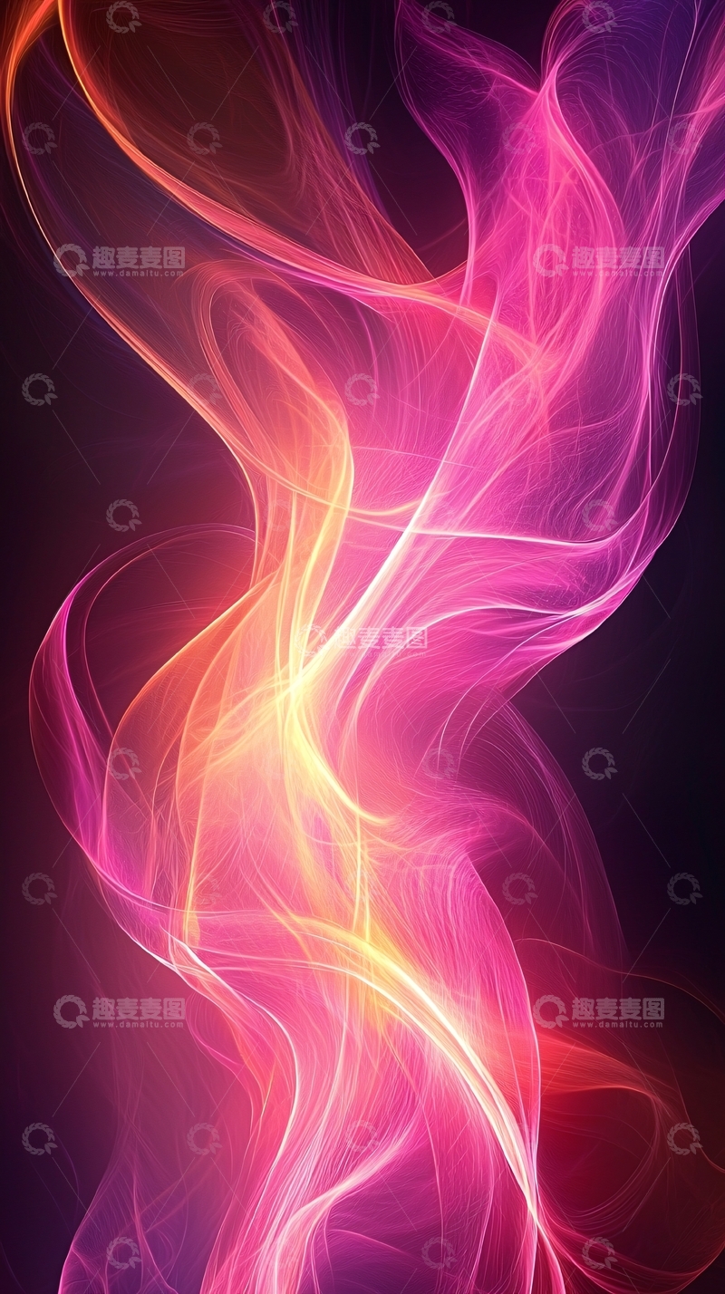 高清大图下载【趣麦麦图】粉色梦幻烟雾线条