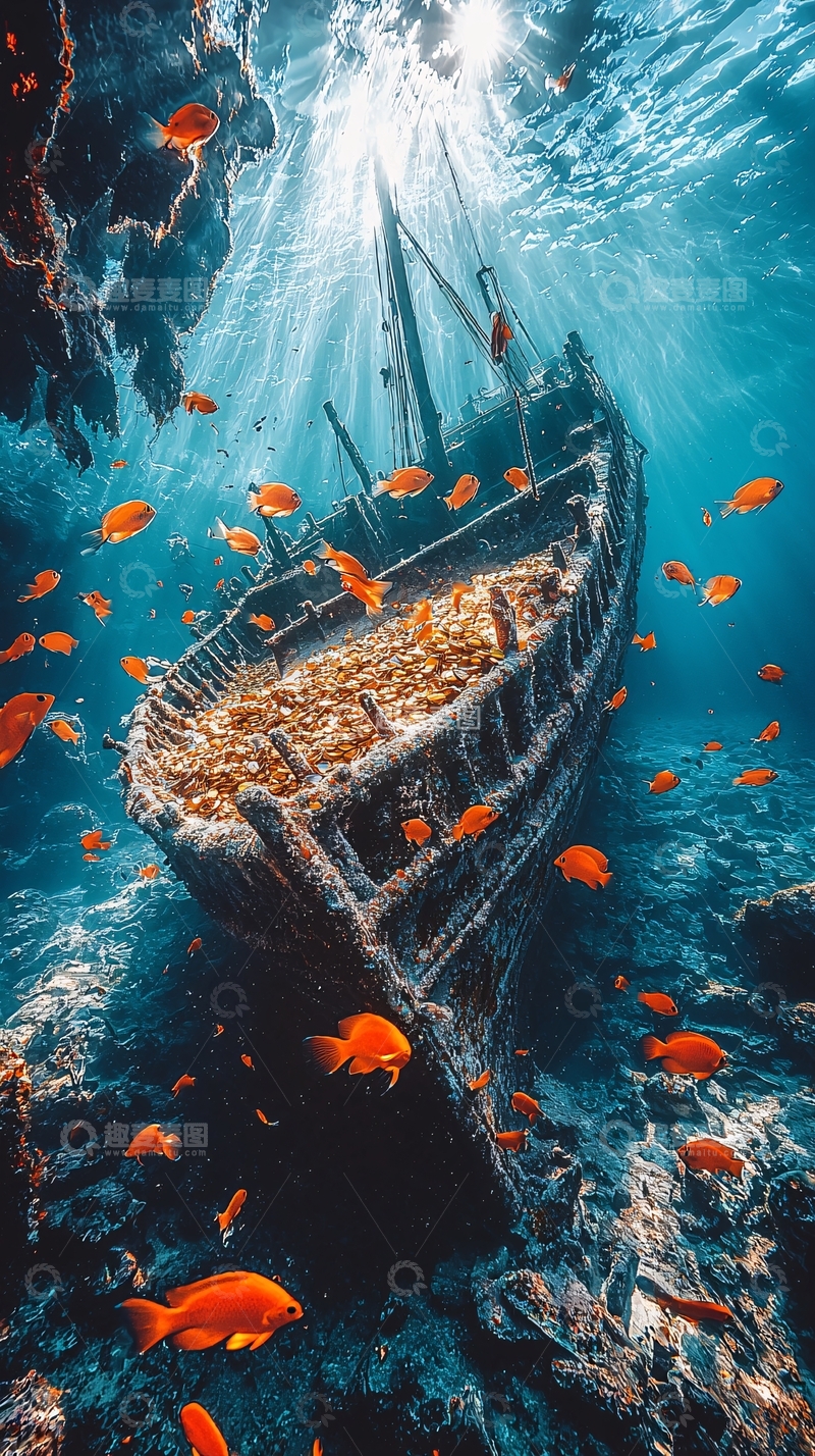 高清大图下载【趣麦麦图】海底沉船