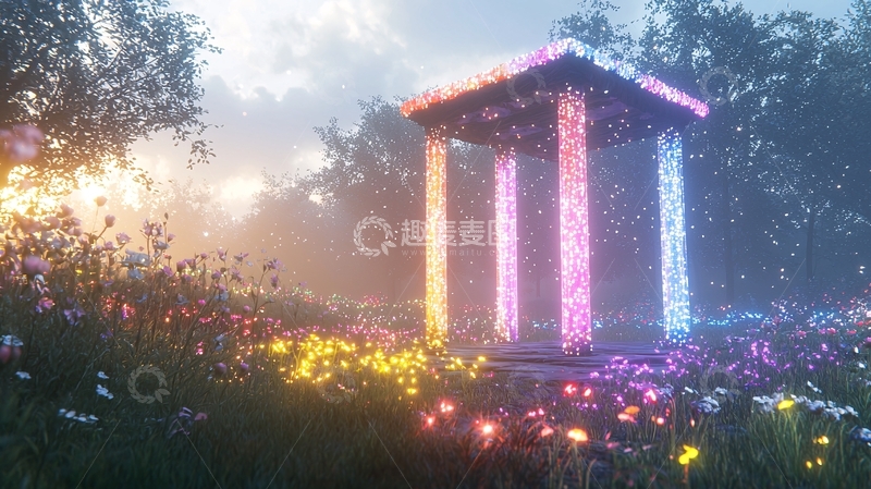 高清大图下载【趣麦麦图】花园中的发光亭子