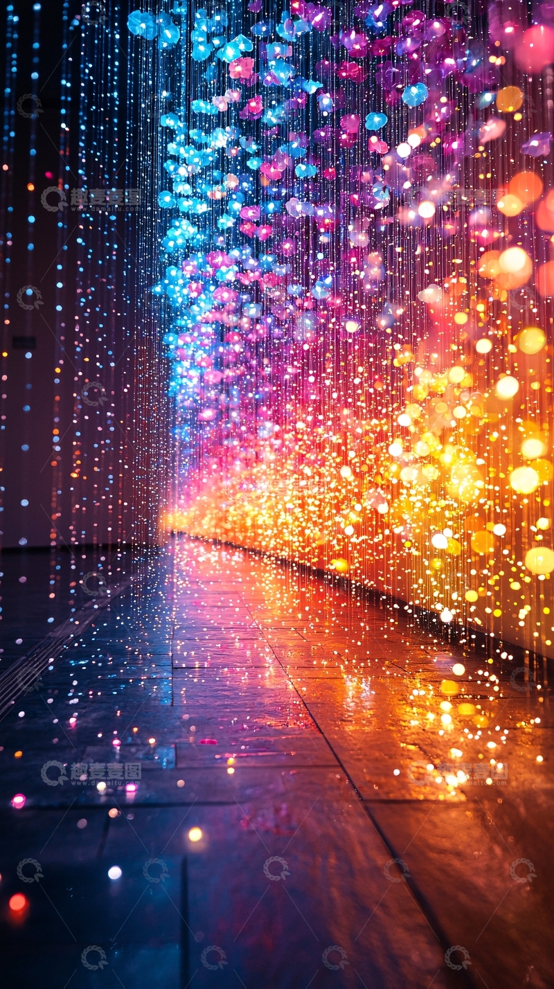 高清大图下载【趣麦麦图】绚丽多彩的灯光隧道