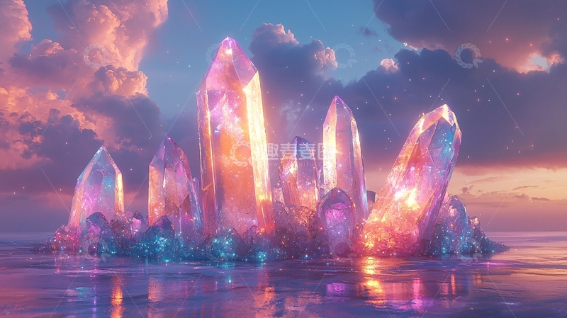 高清大图下载【趣麦麦图】梦幻般彩色水晶群落