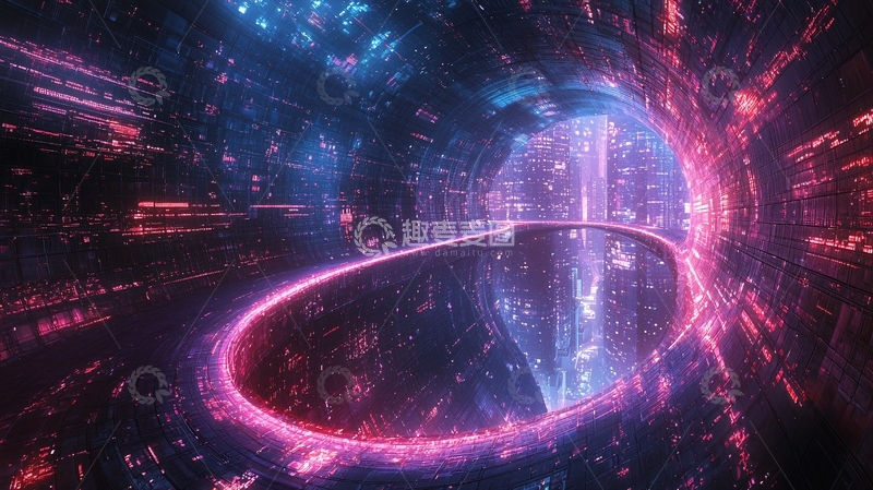 高清大图下载【趣麦麦图】抽象科技感隧道