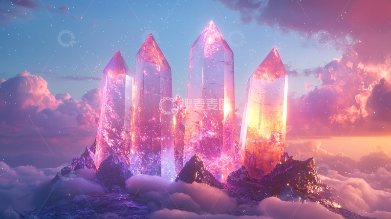 高清大图下载【趣麦麦图】梦幻粉色水晶群峰