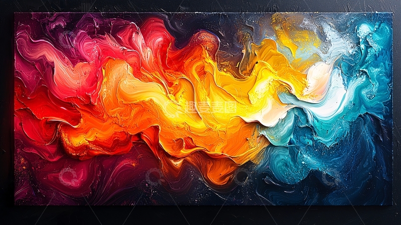 高清大图下载【趣麦麦图】抽象火焰油画