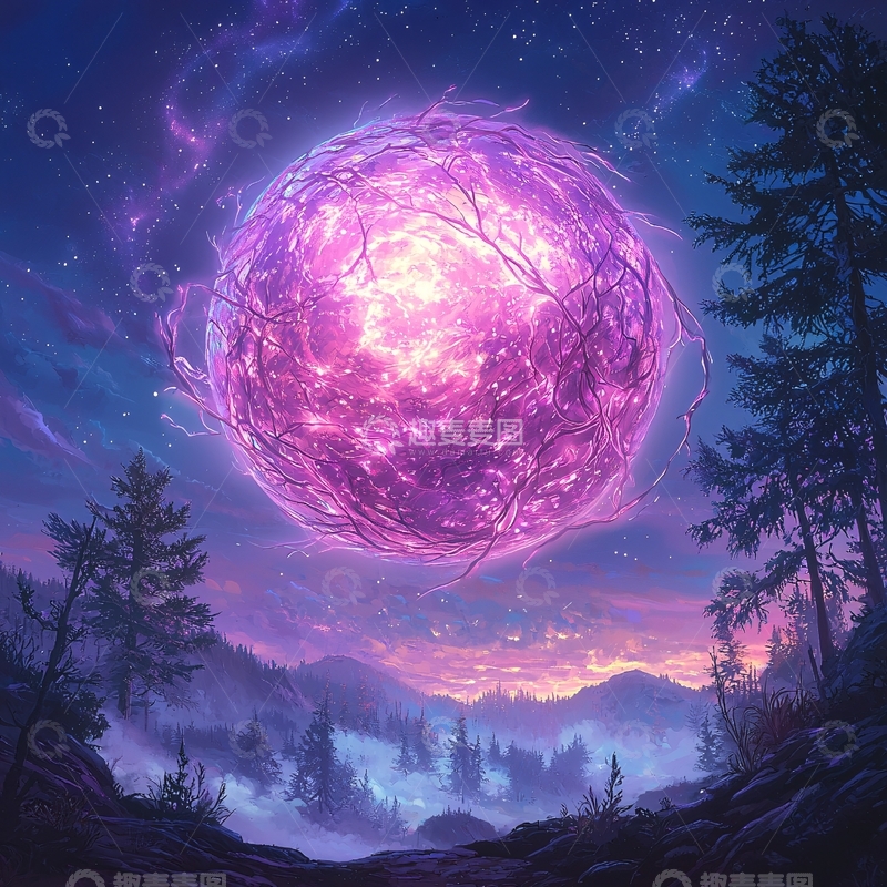 高清大图下载【趣麦麦图】紫色能量球