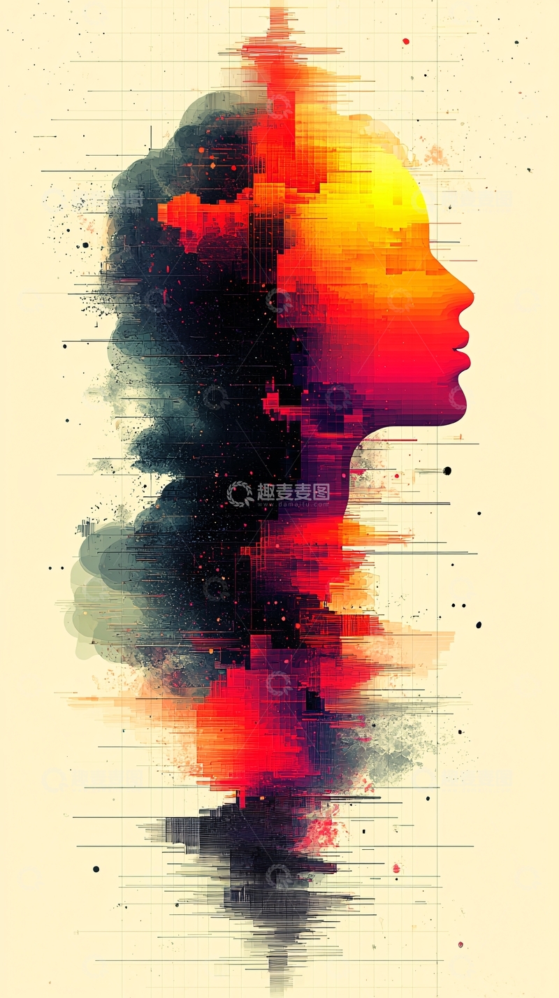 高清大图下载【趣麦麦图】抽象女性侧脸