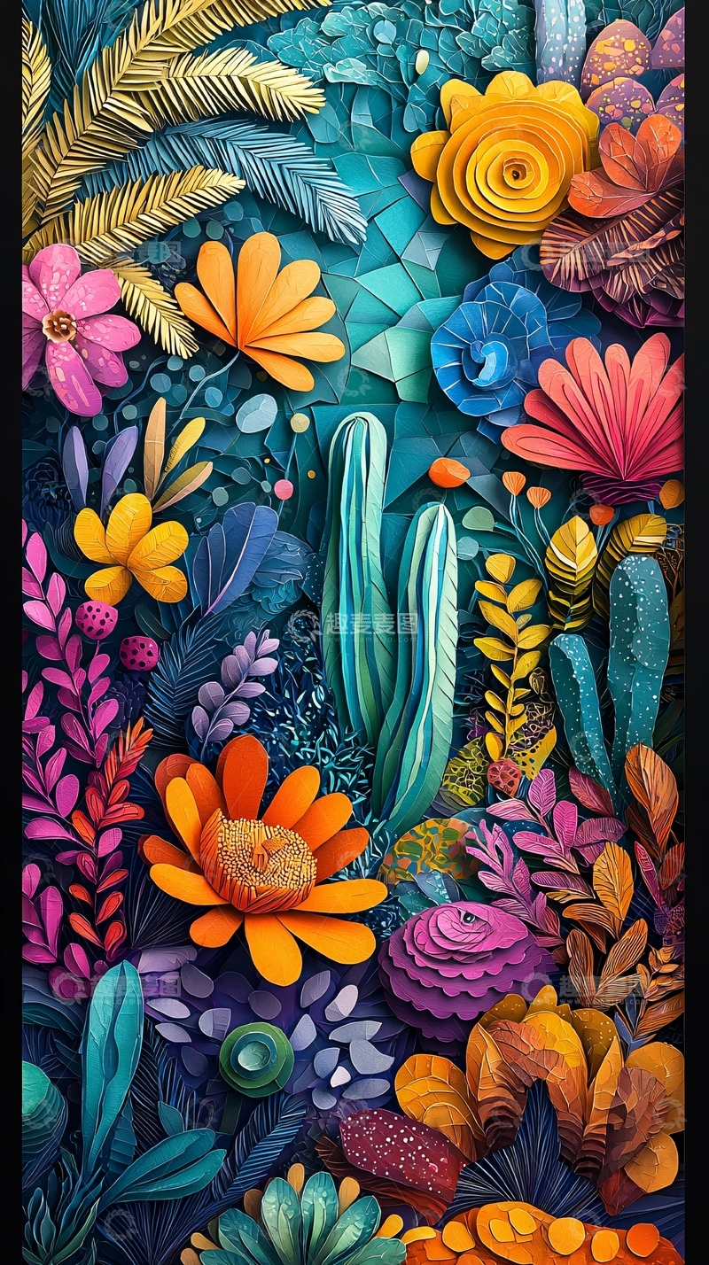 高清大图下载【趣麦麦图】色彩斑斓的立体花卉植物