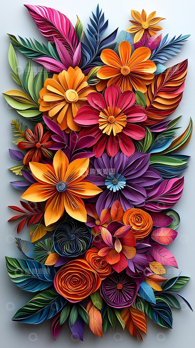 高清大图下载【趣麦麦图】彩色纸艺花束
