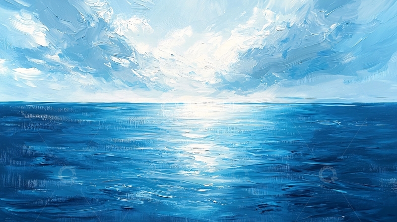 高清大图下载【趣麦麦图】湛蓝大海天空云朵