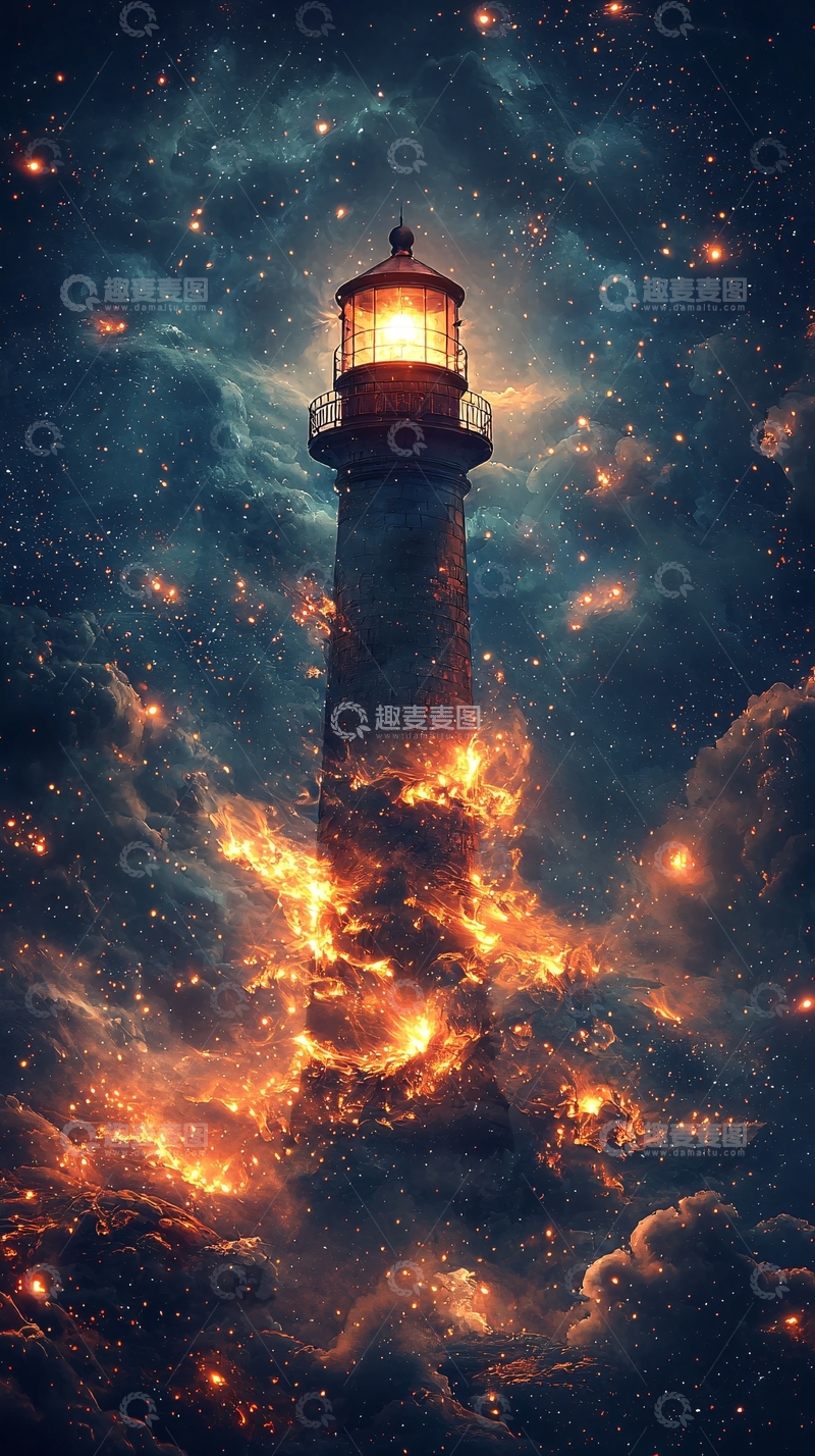 高清大图下载【趣麦麦图】星空灯塔