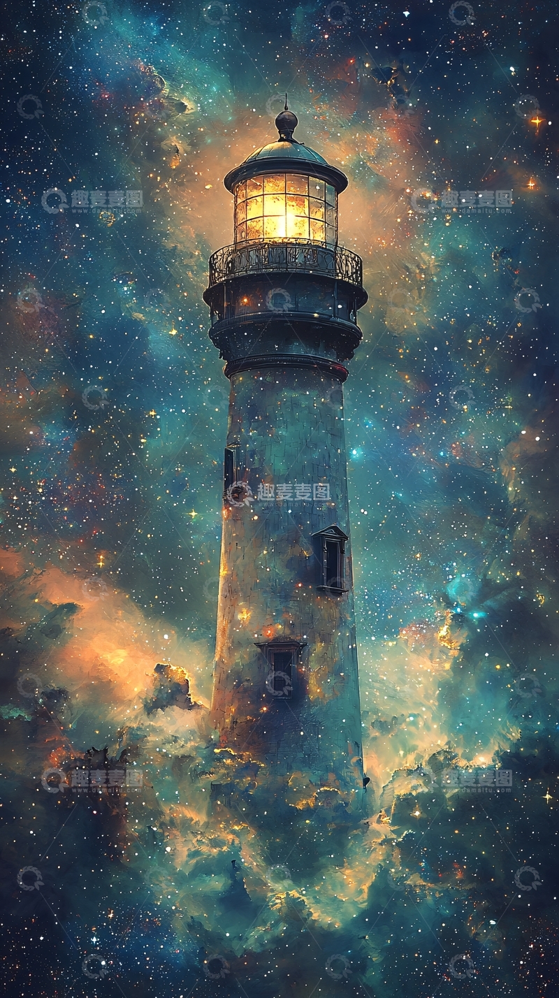 高清大图下载【趣麦麦图】星空灯塔