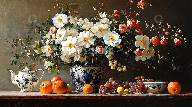 高清大图下载【趣麦麦图】静物油画