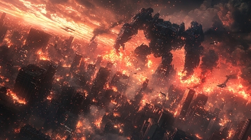 燃烧的城市巨型机器人