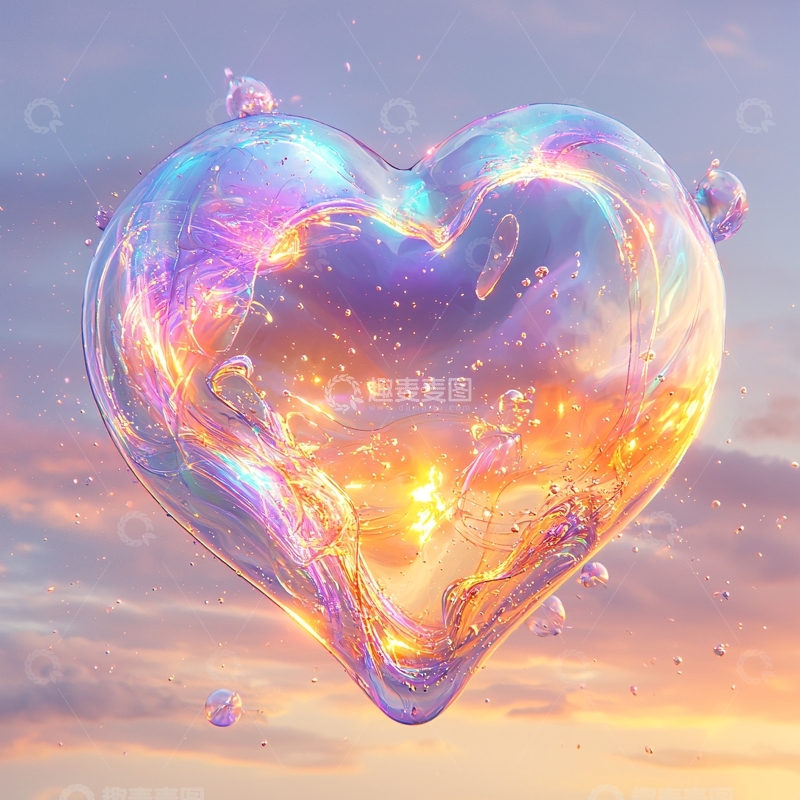 高清大图下载【趣麦麦图】梦幻泡泡爱心