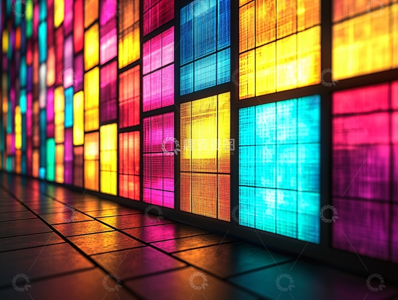 高清大图下载【趣麦麦图】彩色玻璃墙