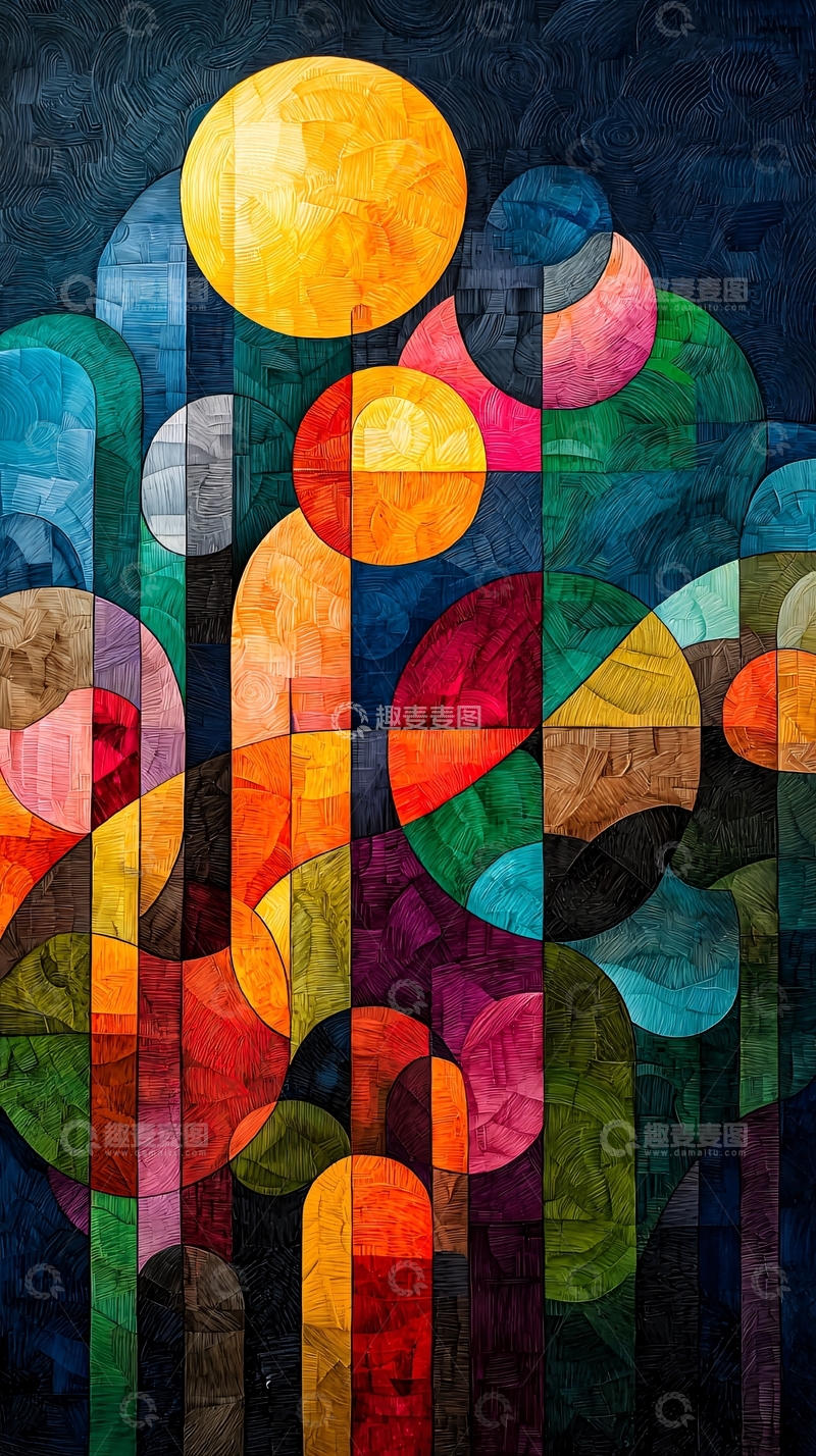高清大图下载【趣麦麦图】抽象几何彩色绘画