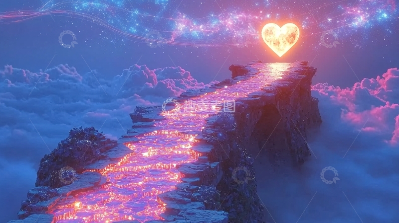 高清大图下载【趣麦麦图】云端爱心之路