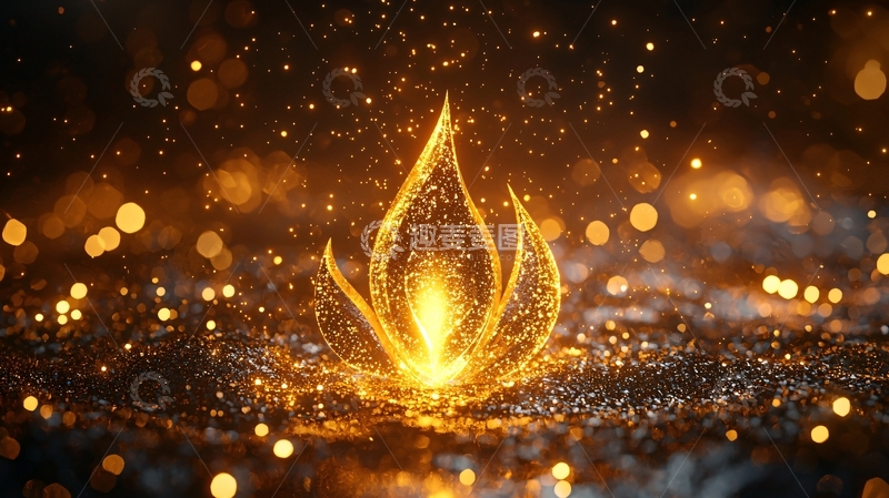 高清大图下载【趣麦麦图】金色火焰莲花