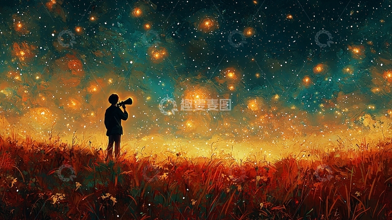 高清大图下载【趣麦麦图】星空下的少年