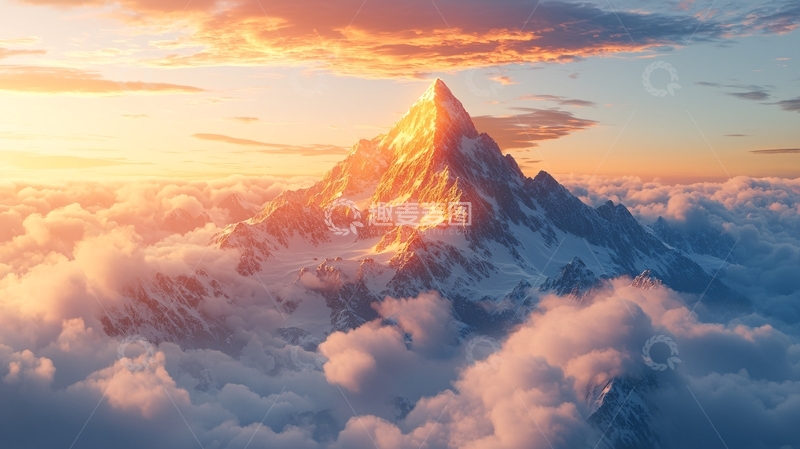 高清大图下载【趣麦麦图】云海之上的雪山日出