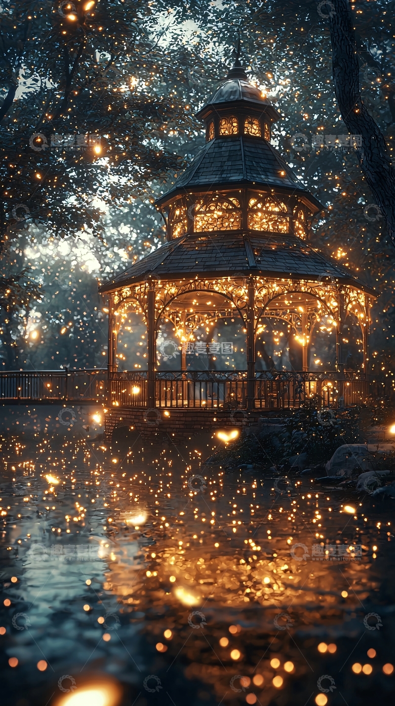 高清大图下载【趣麦麦图】梦幻森林凉亭